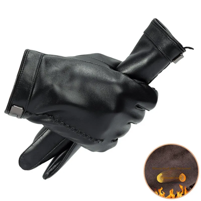 Shanghai Story Sheepskin Knit Gloves Men's Black Gift Box Set-11