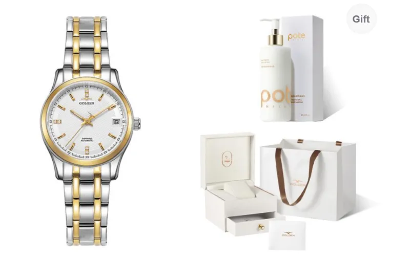 GOLGEN Mechanical Movement Stainless Steel Watchband Watch Women's Watch White Dial-16