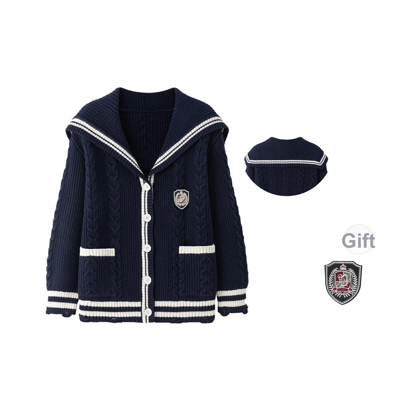 Tokyo Season Knitwear Unisex Navy Blue Loose Fit Sweater, Comes With Free Badge