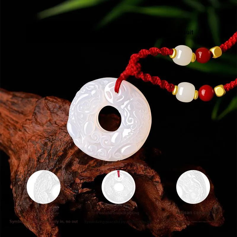 Lao Feng Xiang Natural Chalcedony Necklace Pair Unisex-2