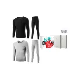 Silk 2 Set Underwear (Black+Light Gray) with German Velvet Heat Technology/Premium Gift Box Set