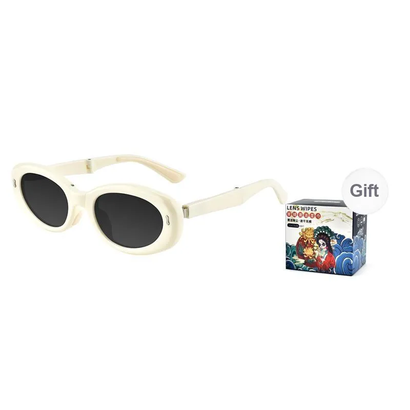 Ournor TR/Memory Plastic Oval Sunglasses Unisex Black-4