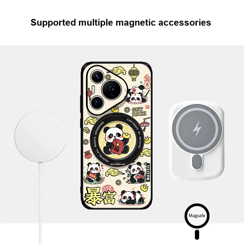Marsfield TPU Material 360 Rotating Magnetic Stand Red Bag Panda Phone Cases Case Compatibility Huawei P70/P70 PRO-4