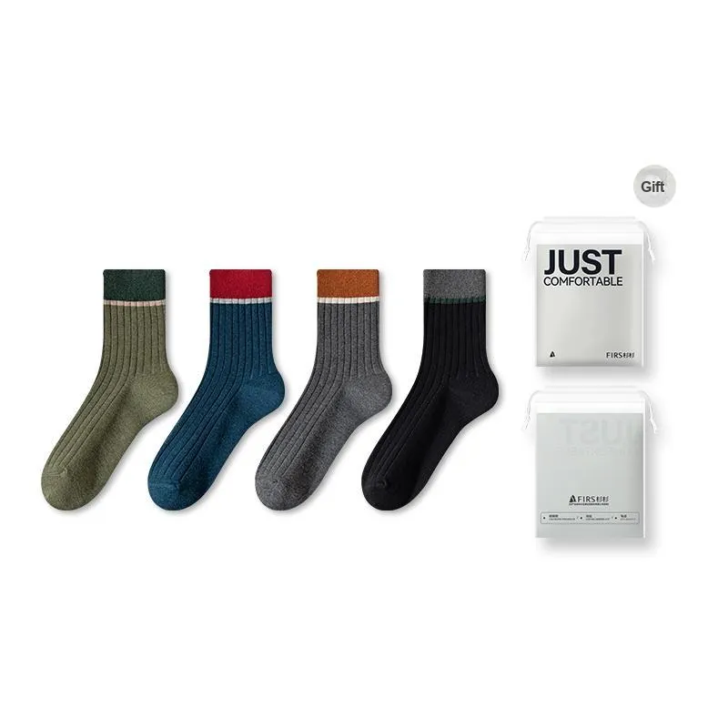 FIRS Mid Calf Socks Men's Shopping Bag 4 Pack-7