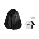 Black Gray (Comes with Heavyweight 100% cotton Short-Sleeved Shirt, Random Style)