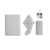 Laundry & Care Three-Piece Set, Gray[Towel+Hair Drying Caps+Bath Towels]with[Seamless Adhesive Hooks, 1 Piece Random]