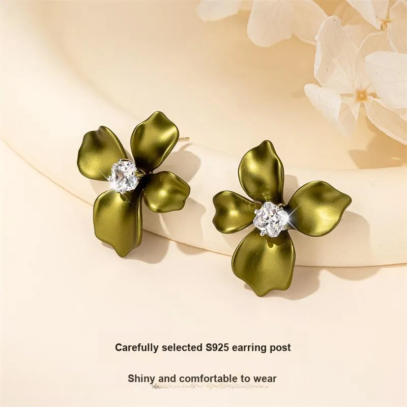 QLADY S925 Silver Stud Stud Earrings Women's-3