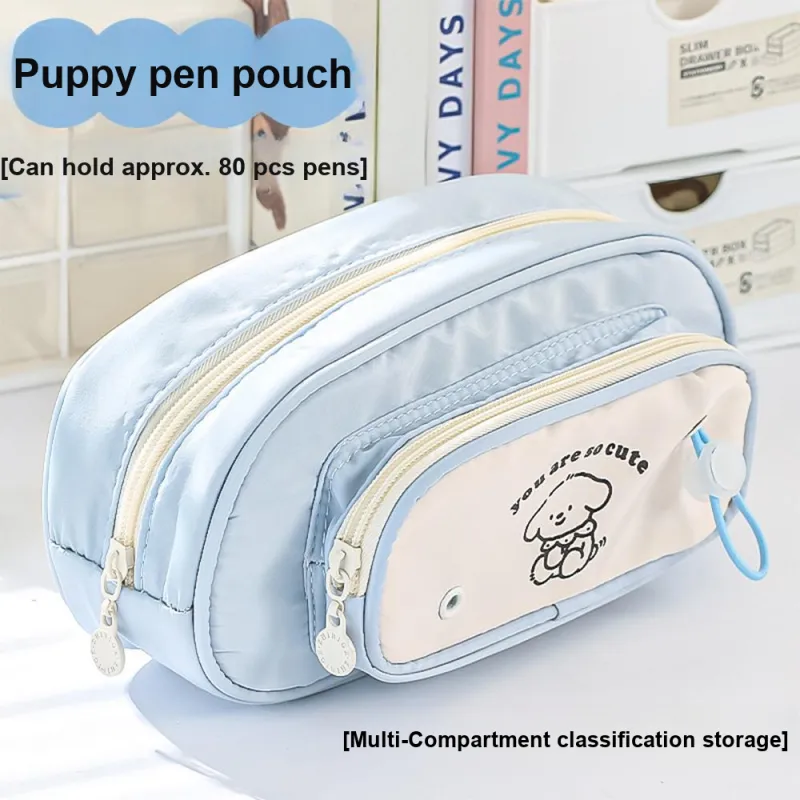 YUANPU Refined Good Looking Cute Puppy Pencil Pouch Double Layer Large Capacity Instagram Style Pencil Case/pencil Box-4