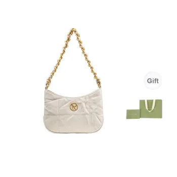 VANESSA HOGAN Cow Leather Shoulder Bag Medium Size Women's Light Gray