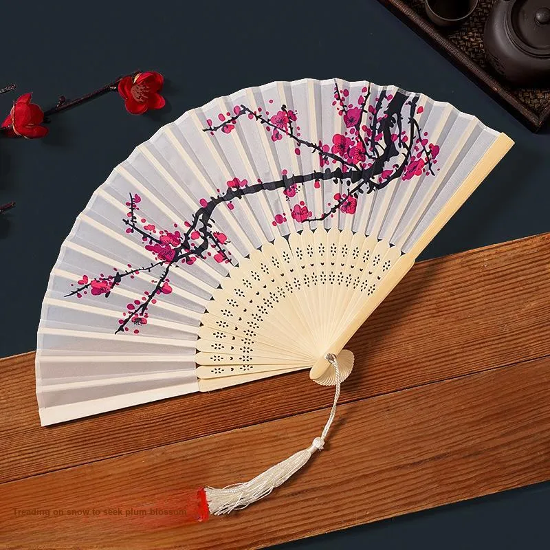 JINGDI Twill Damask And Silk Foldable Small Fan-5