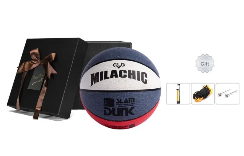MILACHIC PU Basketball White Blue Red Size 7/Size 6 Ball Training-6