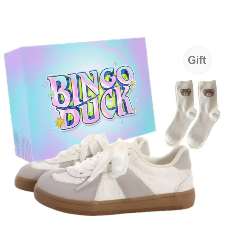 BINGO DUCK Slip Resistant, Height Increasing, Lightweight, And Breathable Low Top Skateboard Shoes Women's-5