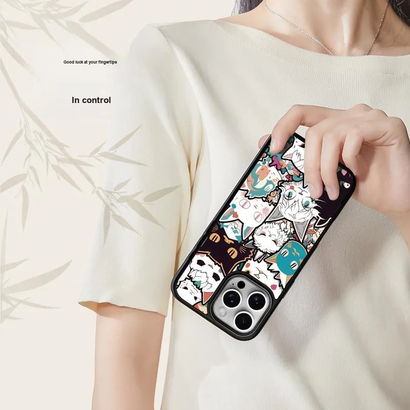 Donglaiye Glass Material Meow Unspoken New Arrival Magnetic Phone Case Compatible With Apple IPhone 14/15/16 Pro/Max-3
