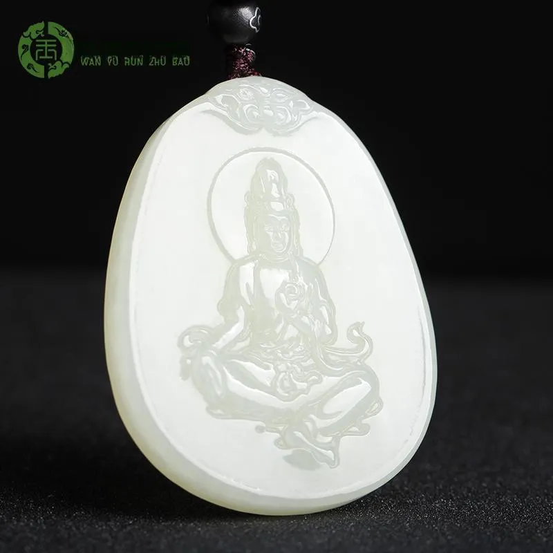 WANYUHUN Hetian Jade Pendants White Jade Unisex-3