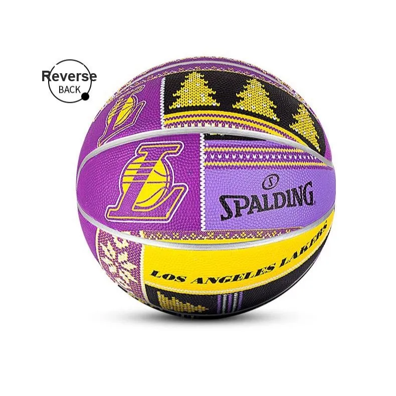 SPALDING Rubber Basketball Yellow Purple Black Size 7 Ball Training Unisex-4