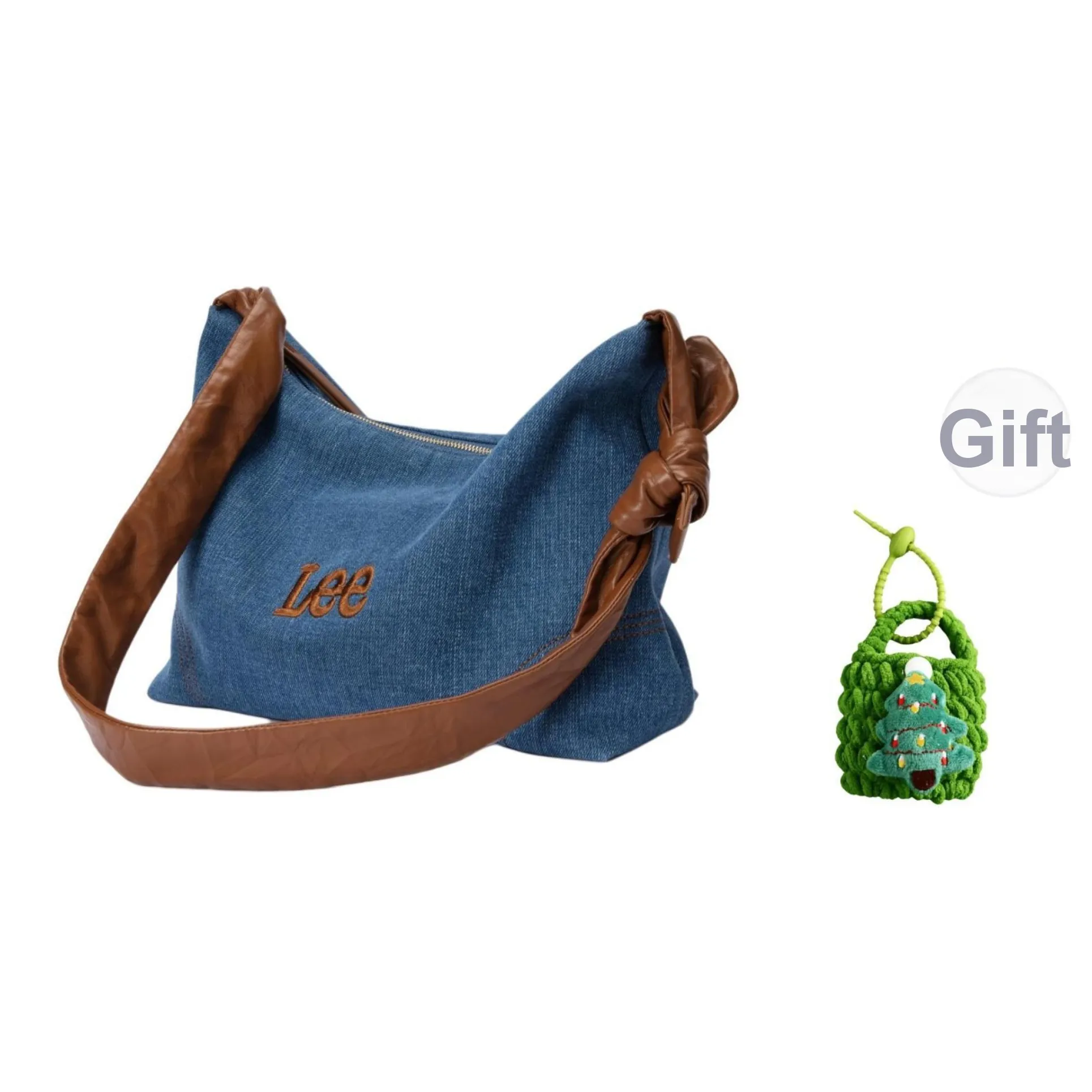 Lee Ткань + Искусственная кожа Кросс-боди Сумка Большая Женская Джинсовый Синий