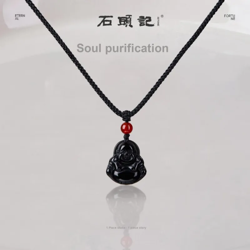 Stone Notes Obsidian Necklaces Unisex-5