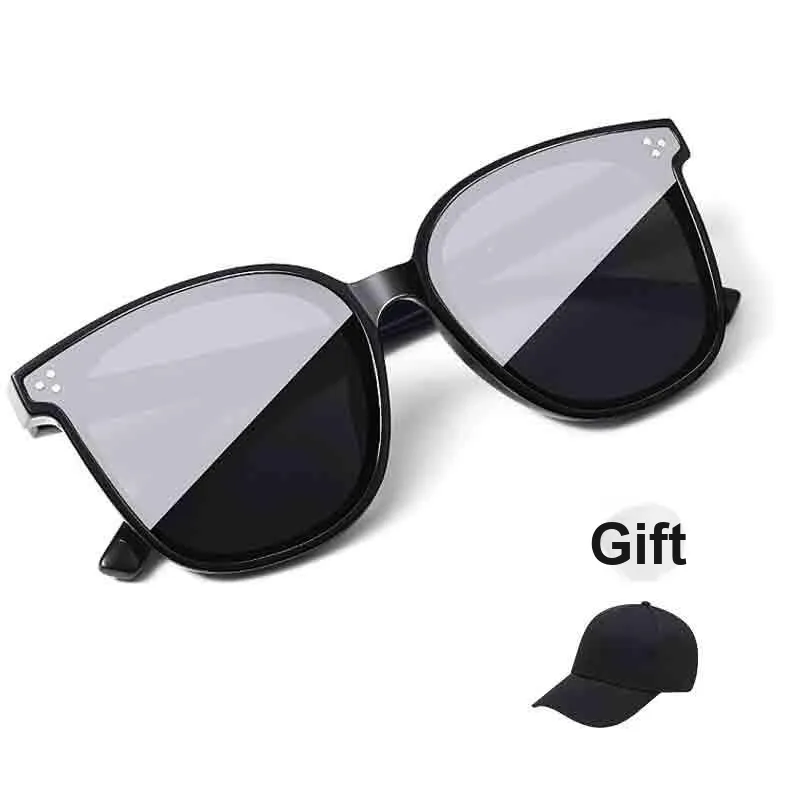 VEGOOS TR/Memory Plastic Square Sunglasses Unisex Black Frame