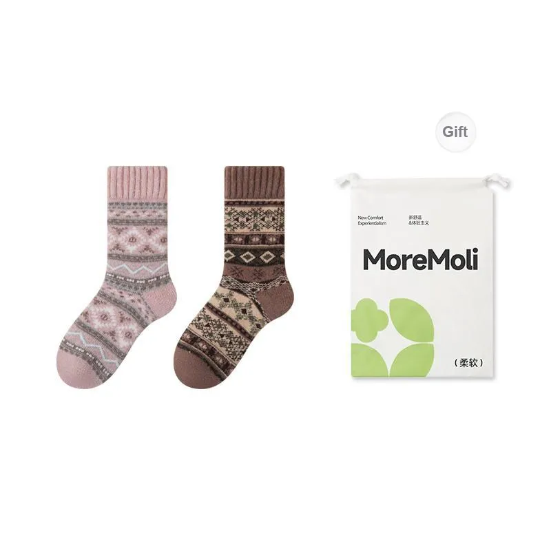 Moremoli Mid Calf Socks Women's Gift Box 2 Doubles-1