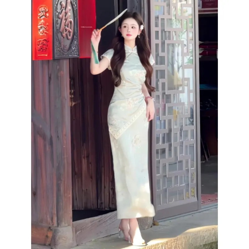 MDEHT Cheongsams Women's Light Pea Green-2
