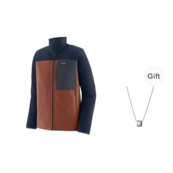 Patagonia Jackets Coats Men's Marine Blue/Deep Red Includes Necklace