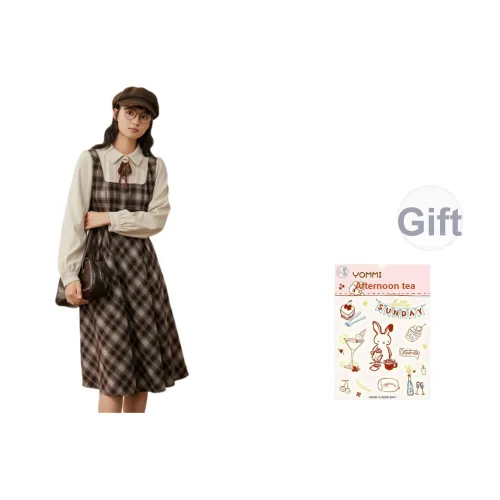 ZIHAN Кофейная клетка Женские Комплекты с юбкой