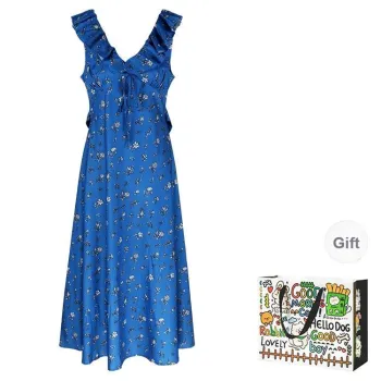 DEDY Sleeveless Dresses Women's Blue