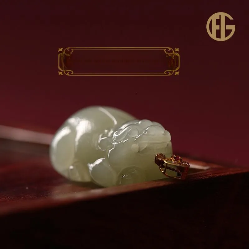 FANHAOGANG JADE Hetian Jade Pendants Pale Greenish White Jade Unisex-4