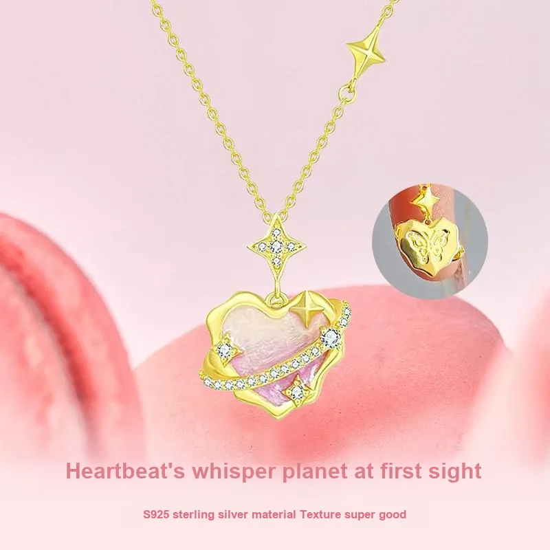 WINY 925 Sterling Silver Necklaces Women's Pink-2