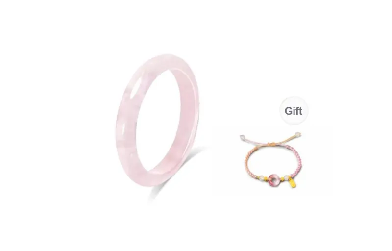 Muyan Colored Glaze Cherry Blossom Pink Jade Bangle Women's-0