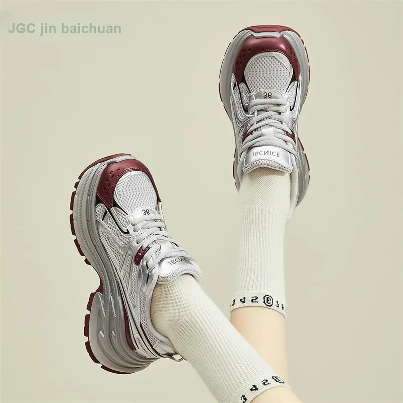Jin Baichuan Height Increasing Wear-Resistant Low-Top Chunky Sneakers Women's-7
