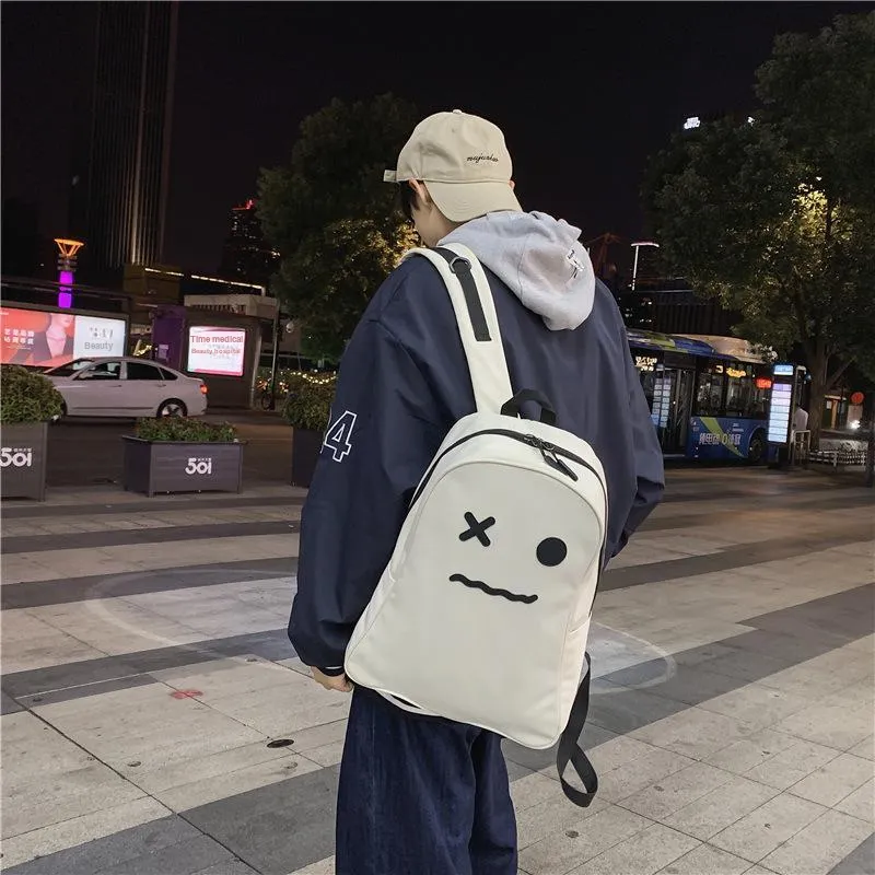 KAKAXI Nylon Backpack Unisex White/Black-1