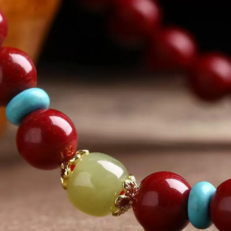 YUFENGXI Reconstructed Cinnabar Bracelets Unisex-3