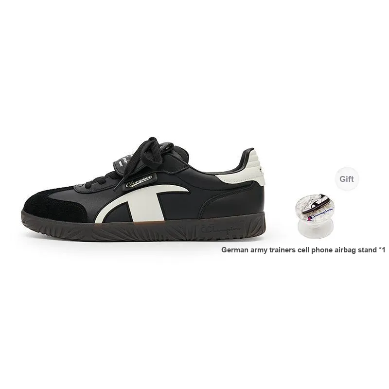 Champion Champ T Trainer German Army Trainers Low Top Skateboard Shoes Men's Black
