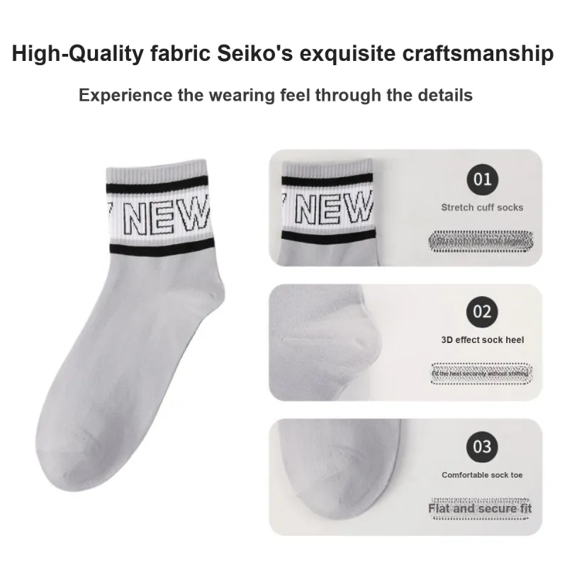 H YXIANG Mid Calf Socks Men's 5 Pack Multicolor-5