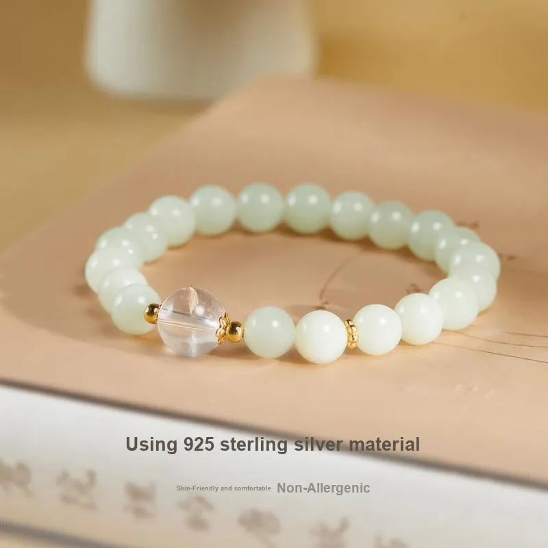 DIHUAJI Hetian Jade Bracelets Pale Greenish White Jade Women's-3