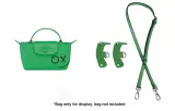 Green Silver-Tone Buckle 95-124cm Leather Strap+[No Perforated]Set
