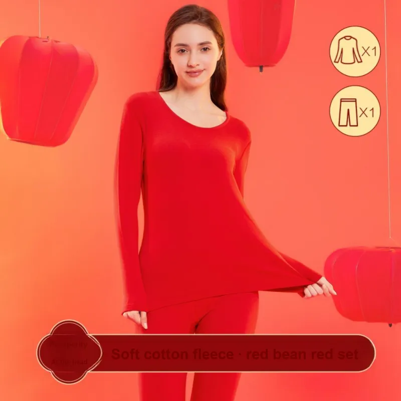 Red Bean Thermal Set Women's Red-1