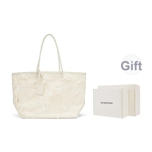 SHEPOK Корова Кожа Комбинированная Сумка Тоут Сумка Сумка для покупок Сумка через плечо Большая Женская Белая