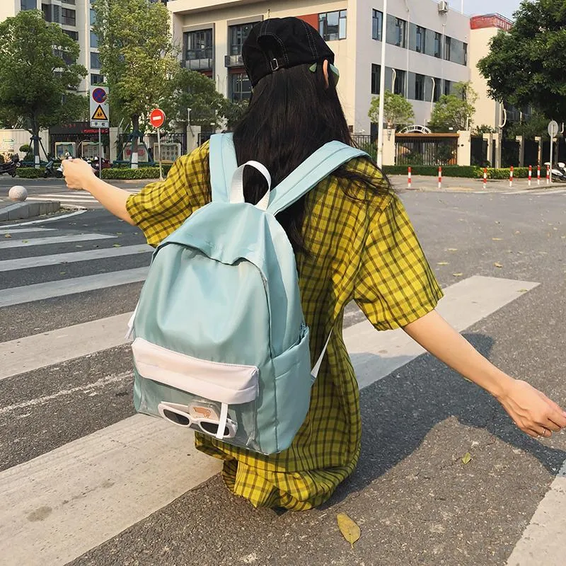 KAKAXI Nylon Backpack Unisex Black/Gray/Pink/Blue-4
