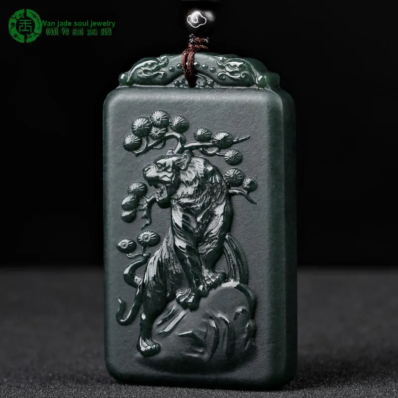 WANYUHUN Hetian Jade Pendants Green Jade Unisex-16