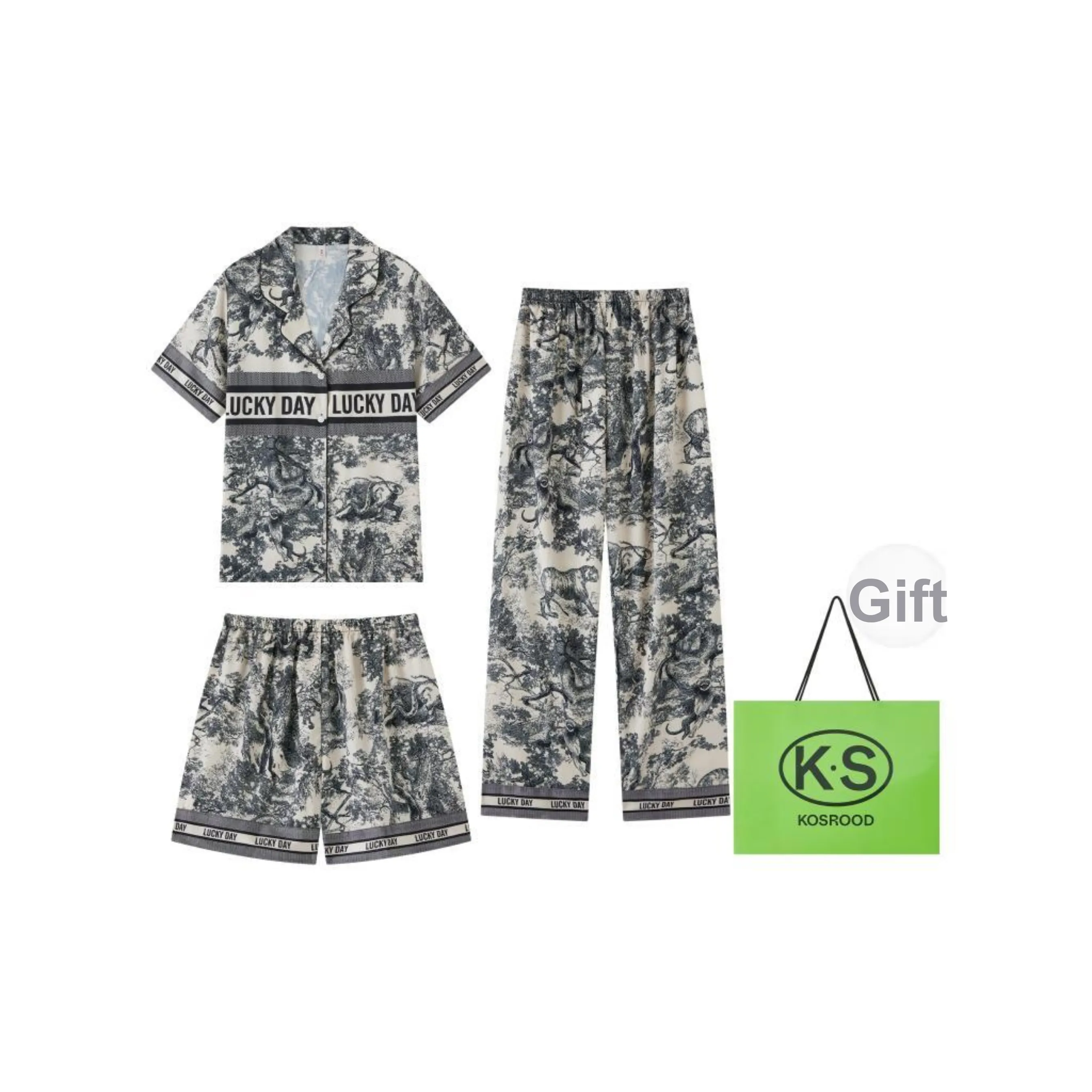 Kosrood Pajama Set Unisex Three Piece Set Image Color