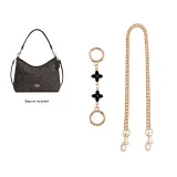 Straight Gold Round Buckle Black Four-Leaf Clover 2-Piece Set[12cm+47cm]