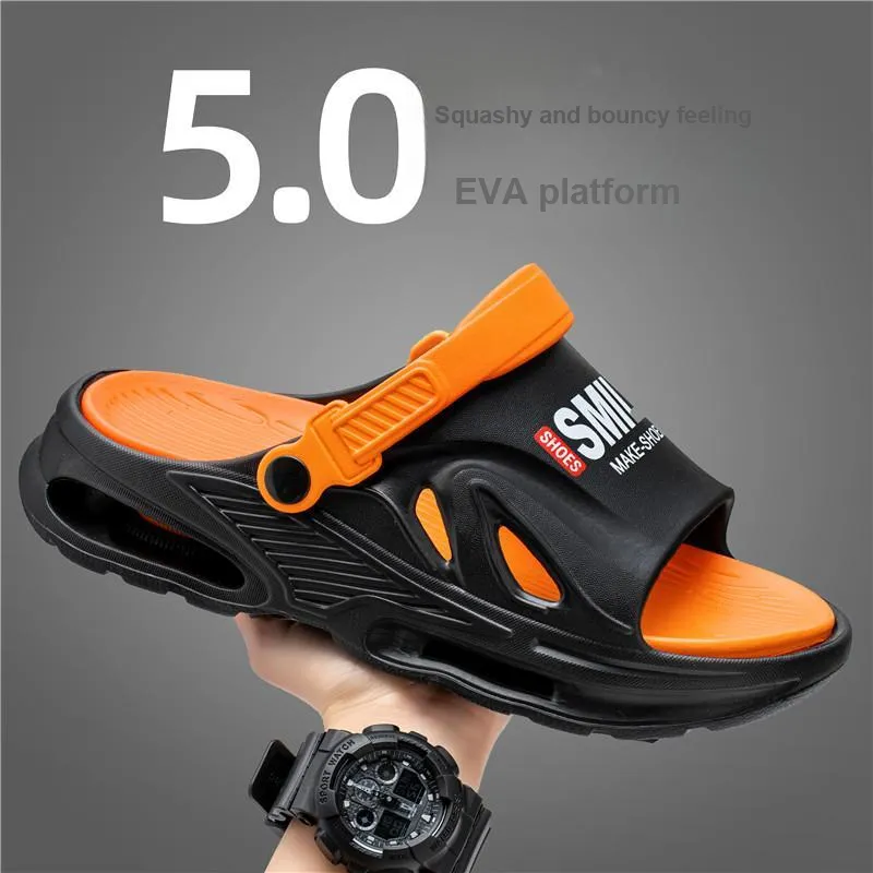 XMISTUO Teenagers Squashy And Bouncy Feeling Platform Slippers For Men's Summer Home Casual, Dual Purpose Slippers-18