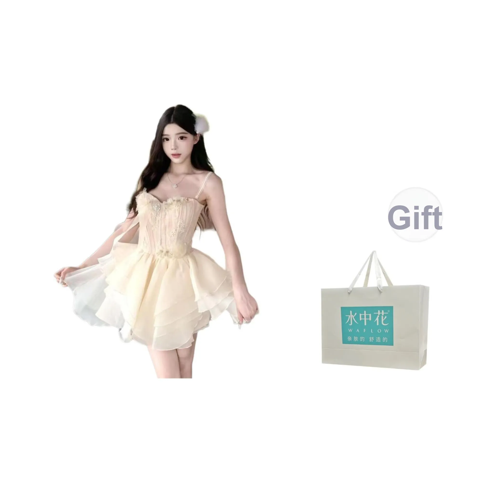 Flowers in water Slip Платье Женское