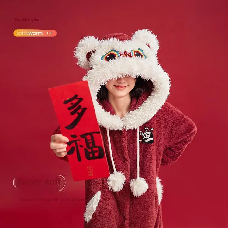 JINGYUN Pajama Robe Women's Burgundy-1