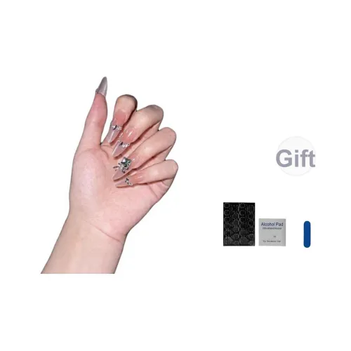 OUYUJI Ручной работы Готовый товар Съемный False Nail Миндаль MID Высота Straight Стиль Розовый Стиль Smudge Instagram