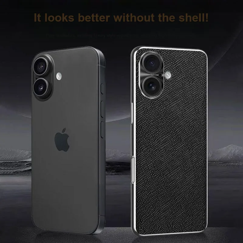 Cuttlefish Grid Leather Material Trendy Brand Cross Pattern Phone Case Compatible With Apple 16 Pro/16 Pro Max/16-5