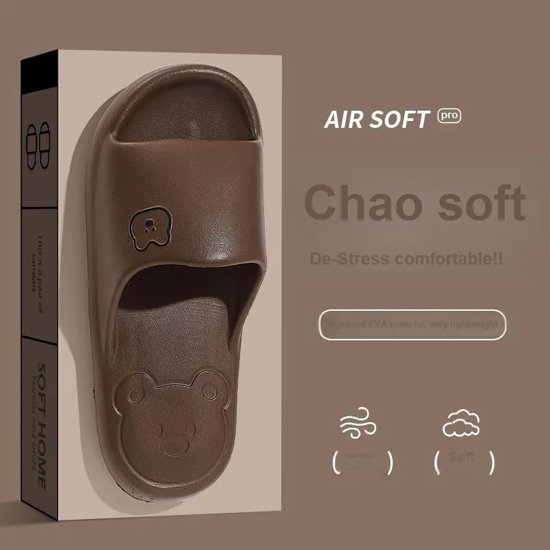 Foot Recreation Summer Bear Home Indoor Bathing Slip Resistant Couple Squashy And Bouncy Feeling Slippers, Unisex-33