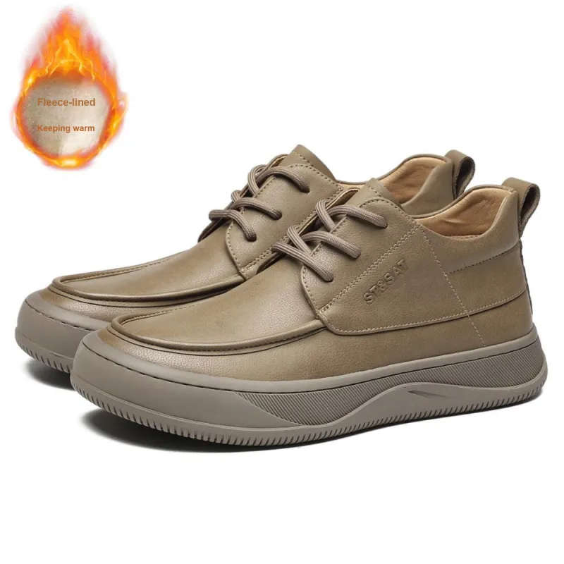 ST&SAT Fleece-Lined Casual Shoes Men's Khaki/Yellow Brown-6
